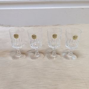 Vintage set of 4 French crystal etched glasses